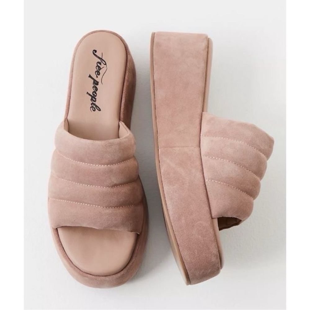 Free People Almost Paradise Platform Sandals Pink Velour
